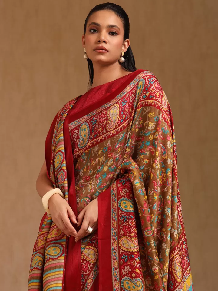 Paisley Printed Pashmina Saree
