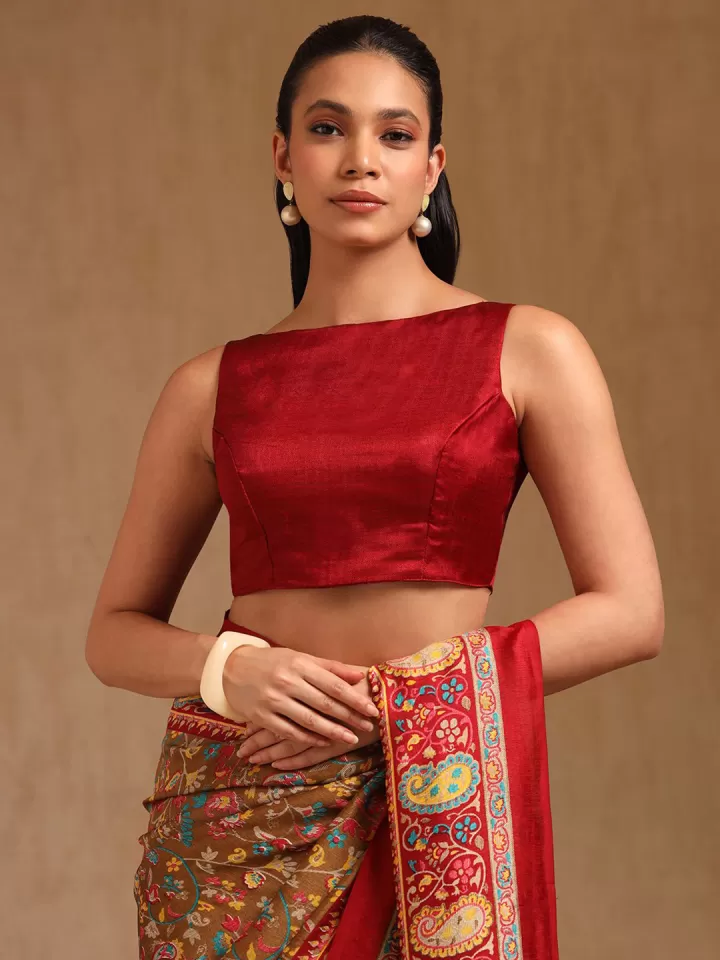 Paisley Printed Pashmina Saree - Image 6