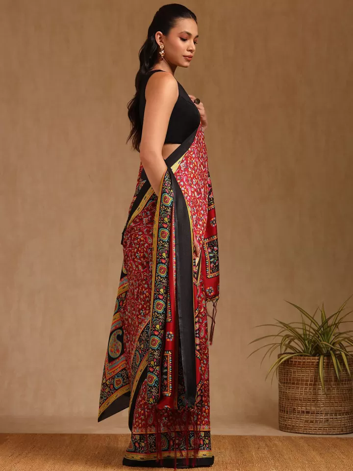 FLoral Printed Pashmina Saree - Image 3