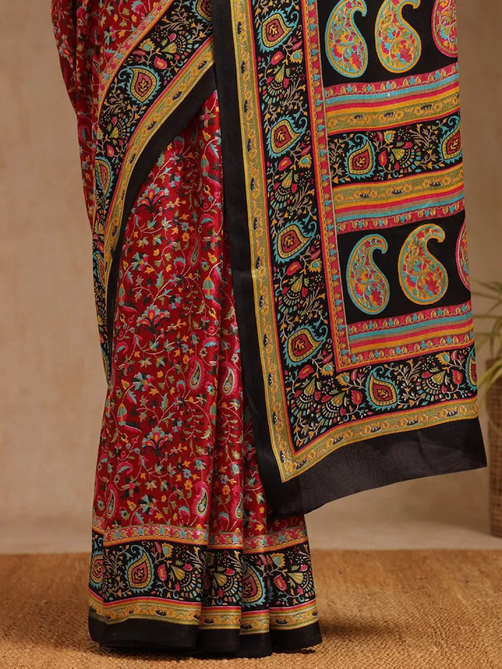 FLoral Printed Pashmina Saree - Image 7