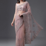 Woven Design Floral Embroidered Net Saree