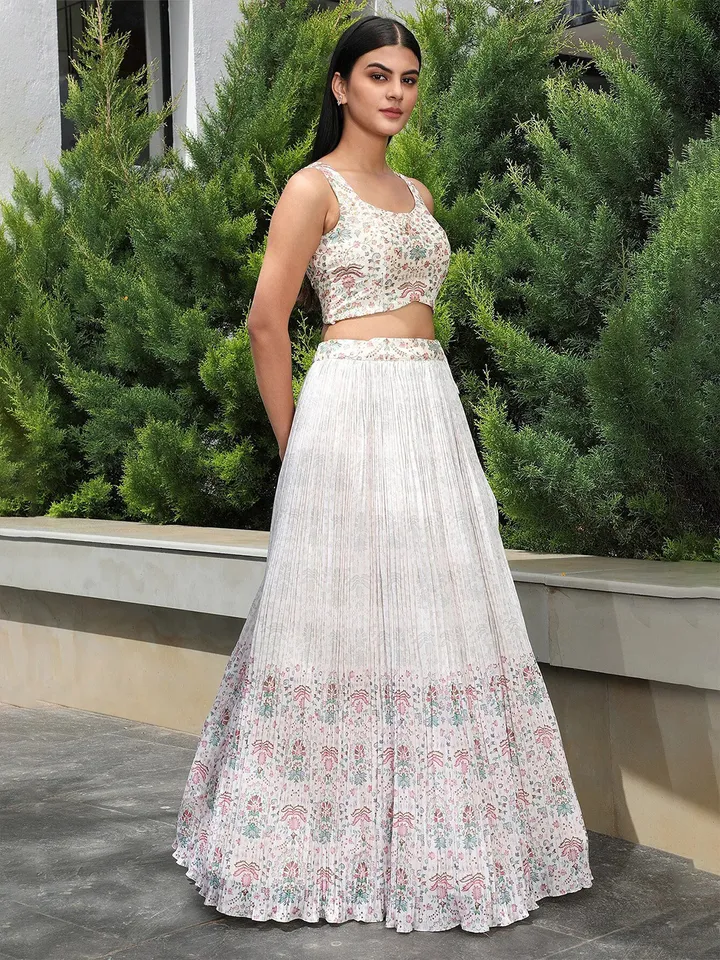 Floral Printed Semi-Stitched Lehenga Choli with Dupatta - Image 3
