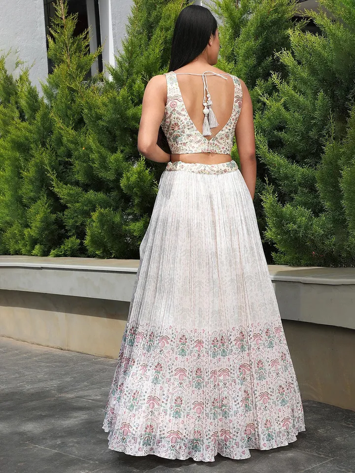 Floral Printed Semi-Stitched Lehenga Choli with Dupatta - Image 5