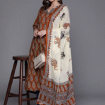 Ethnic Motifs Printed Pure Cotton Kurta with Trousers & Dupatta