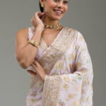 Lavender Plain Taffeta Silk Saree