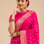 Rani Pink Zariwork Banarasi Silk Saree