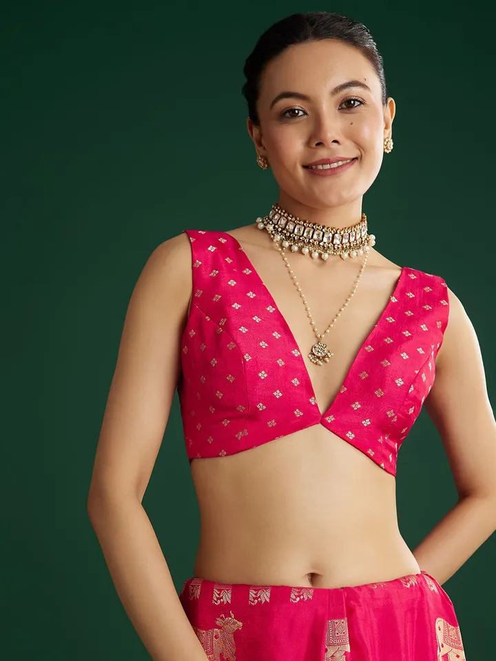 Ethnic Motifs Woven Design Saree With Blouse Piece - Image 6