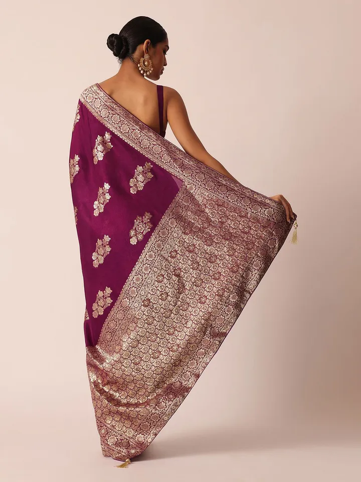 Ethnic Motifs Woven Design Zari Saree - Image 2