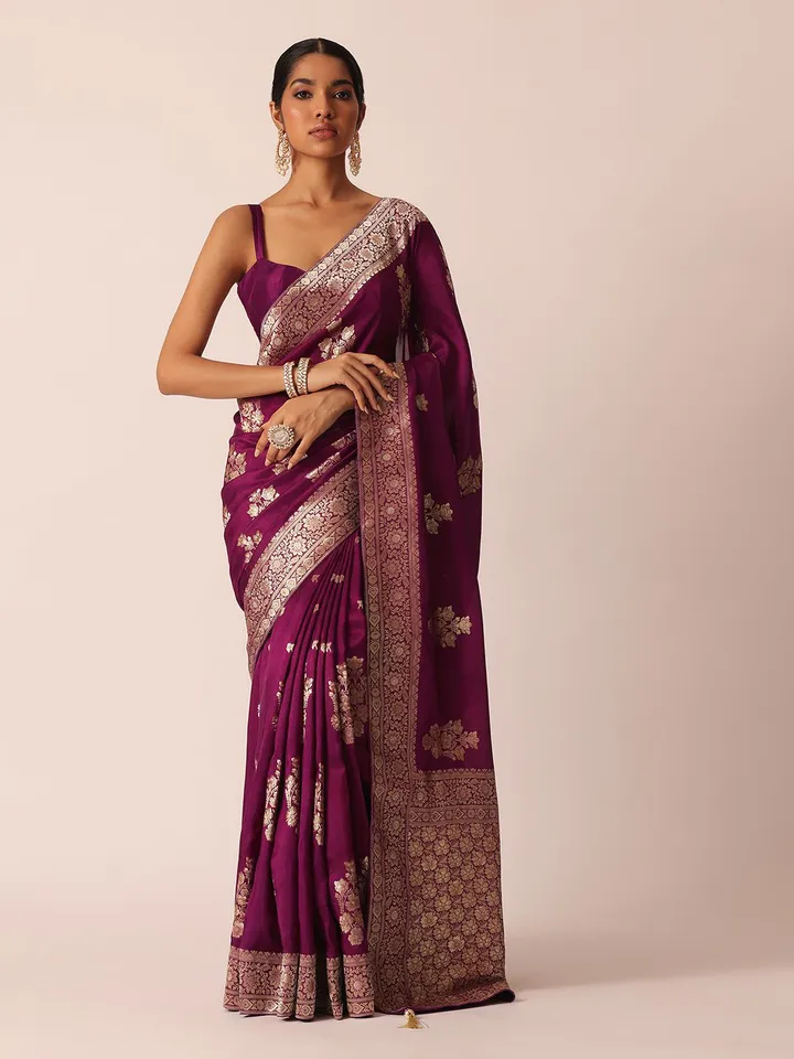 Ethnic Motifs Woven Design Zari Saree - Image 3
