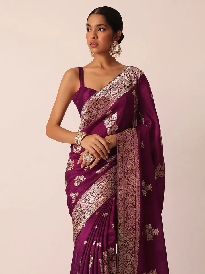 Ethnic Motifs Woven Design Zari Saree - Image 4