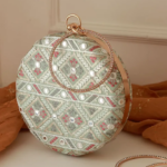 Ariba Embroidered Round Box Clutch
