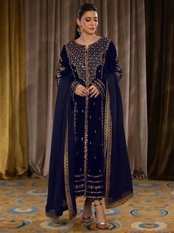 Women Ethnic Motifs Embroidered A-Line Kurta with Trousers & Dupatta