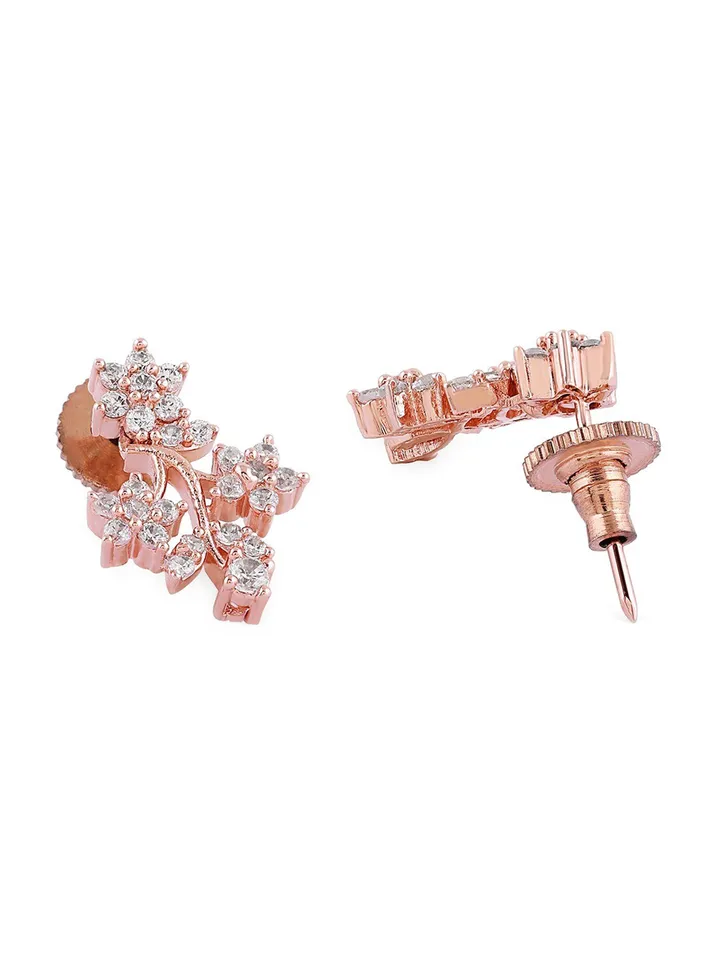 Rose Gold-Plated CZ-Studded Necklace & Earrings - Image 5