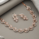 Rose Gold-Plated White AD-Studded Jewellery Set
