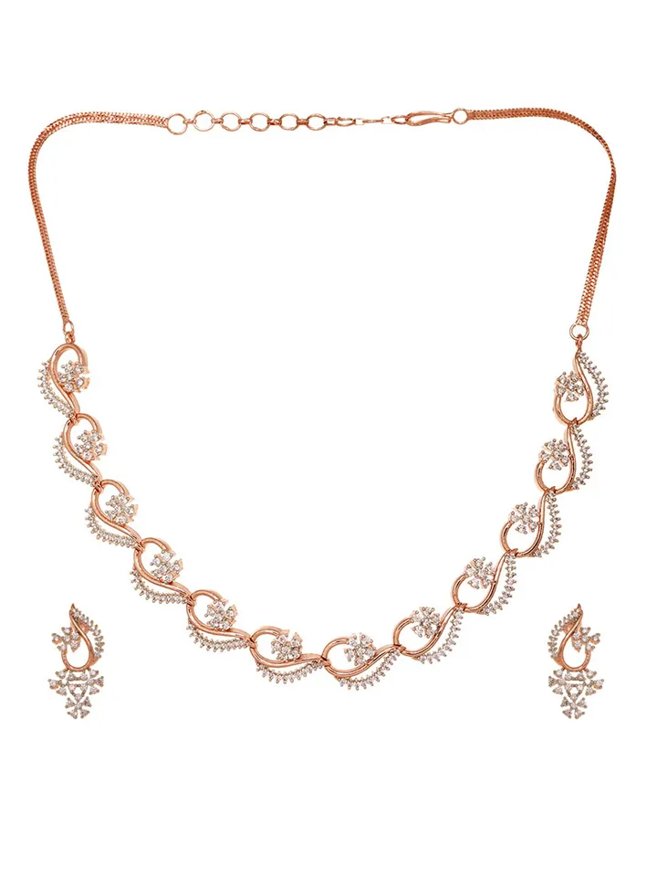 Rose Gold-Plated White AD-Studded Jewellery Set - Image 2