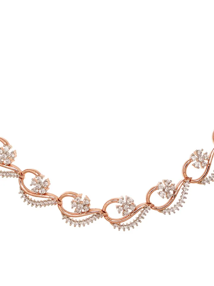 Rose Gold-Plated White AD-Studded Jewellery Set - Image 3