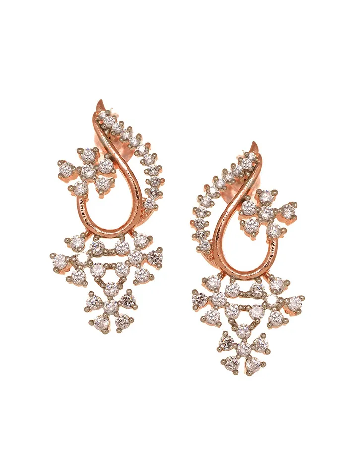 Rose Gold-Plated White AD-Studded Jewellery Set - Image 4