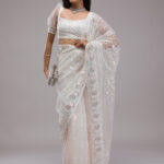 White Sequins Net Saree