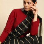 Black & Gold Striped Bhagalpuri Silk Saree