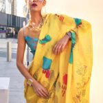 Abstract Printed Satin Saree